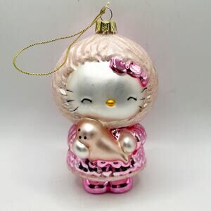 Hello Kitty Pink Eskimo w Seal Blown Glass Holiday Ornament 2007 Sanrio